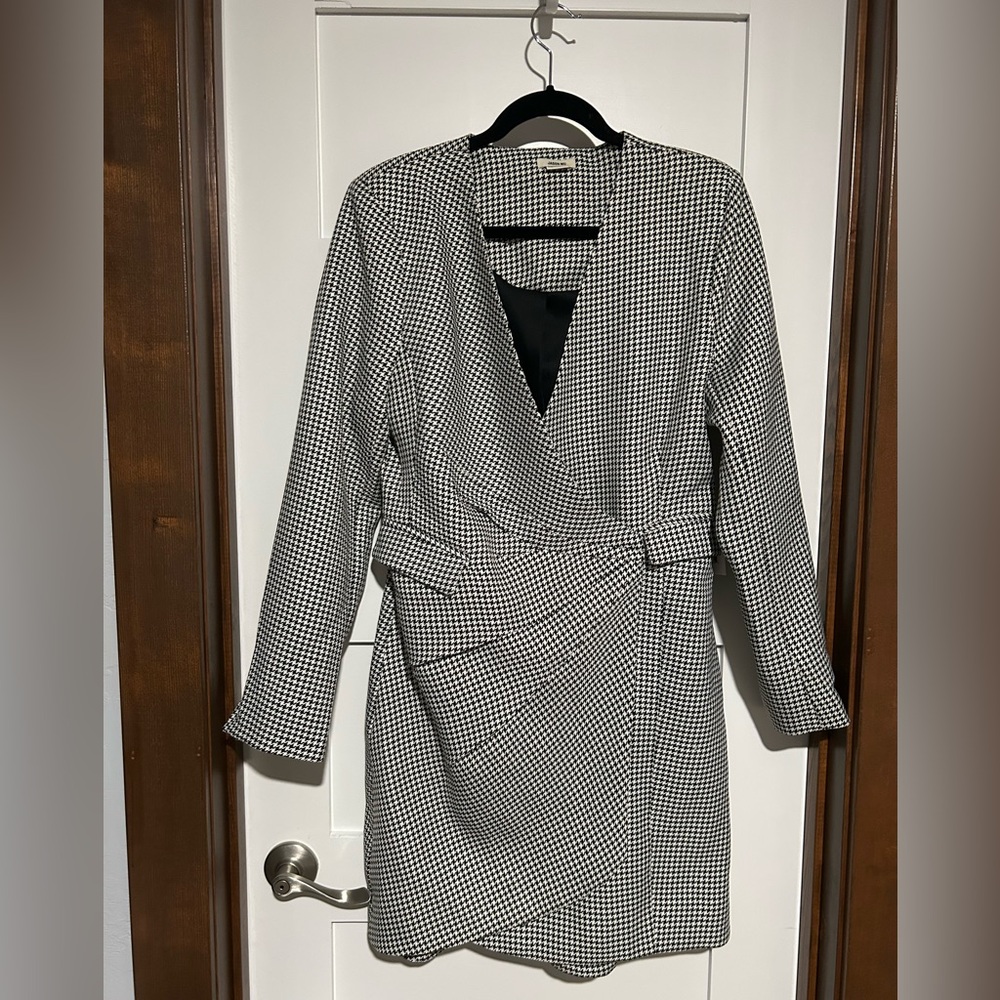 Jason Wu Black White Houndstooth Wrap Blazer Dress Size Large New - Picture 2 of 7
